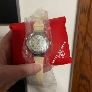Swiss legend south beach diamond encrusted watch cream band nwt